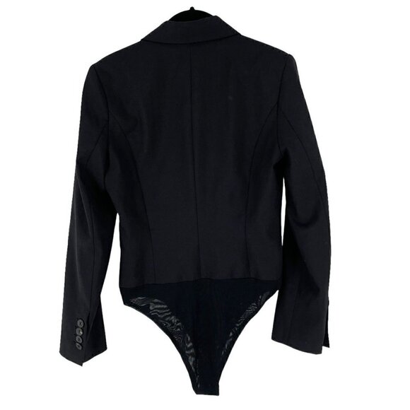 NWT Zara Black Gabardine Double Breasted Long Sleeve Collared Tuxedo Bodysuit M - Picture 4 of 13